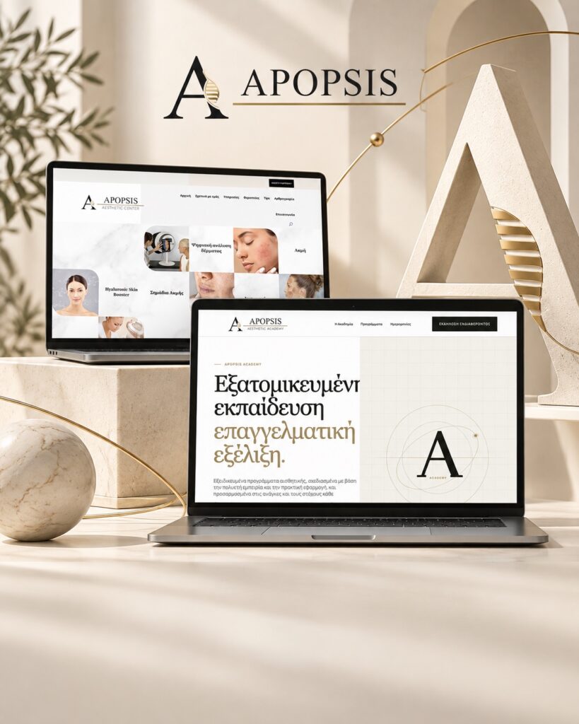Apopsis Academy & Aesthetic website presented in a bespoke project cover