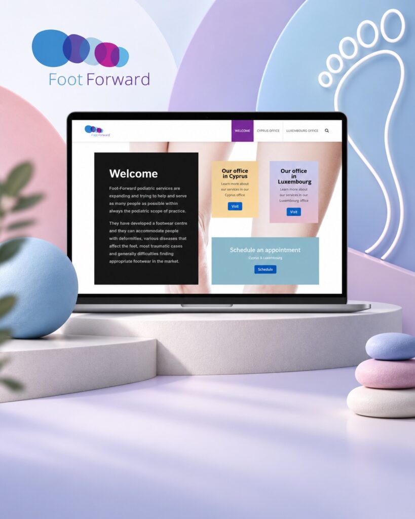 Foot Forward website presented in a bespoke project cover
