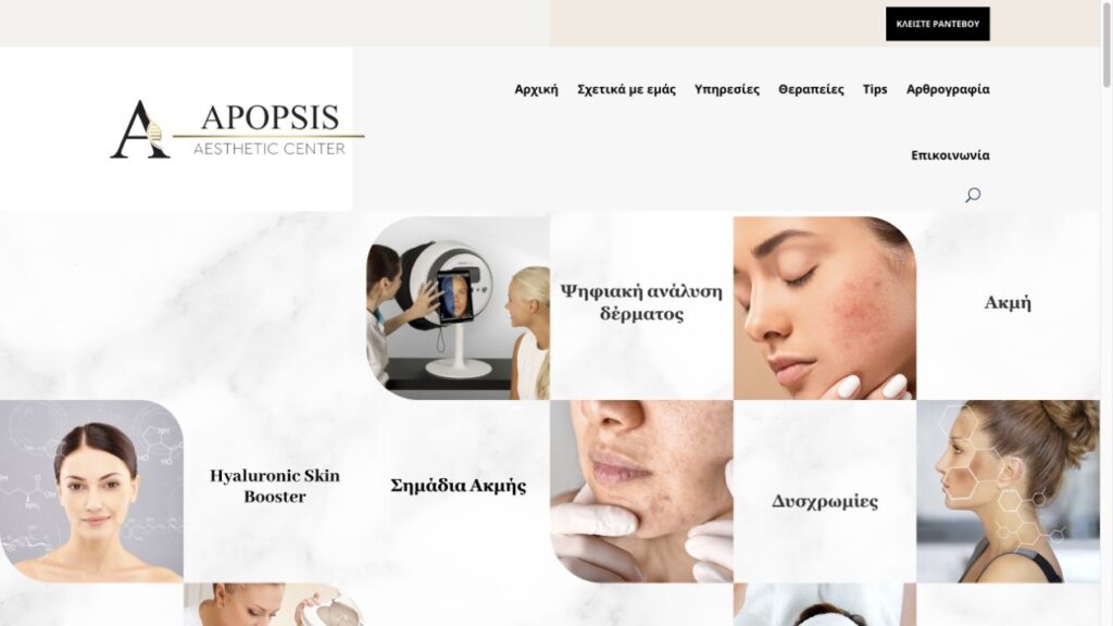 Apopsis Academy & Aesthetic website design, captured October 2026