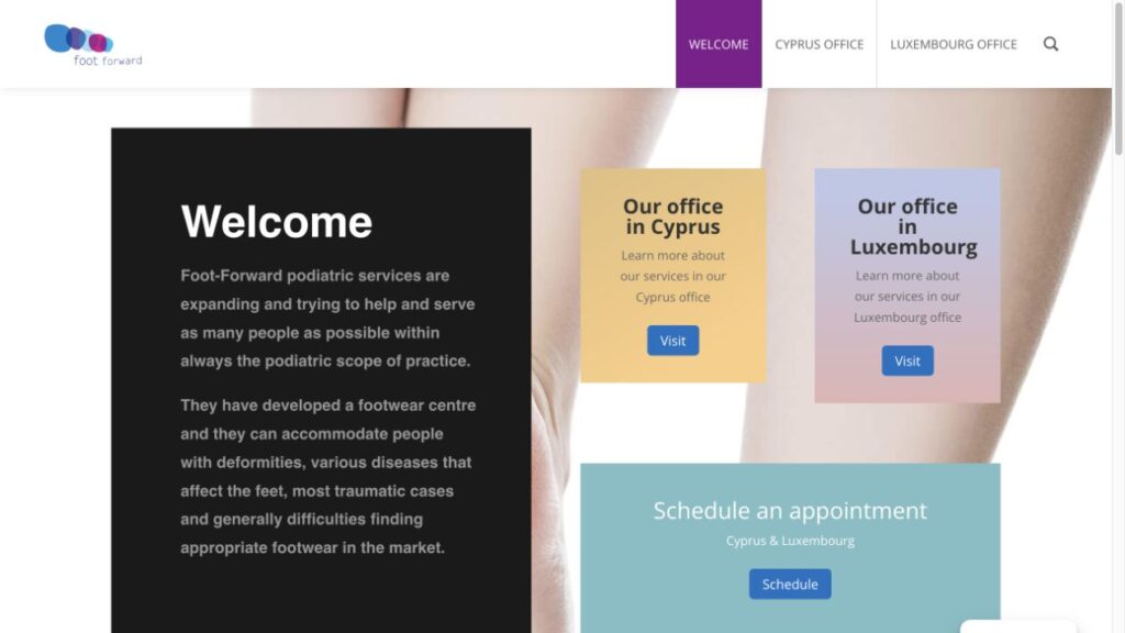 Foot Forward website design, captured October 2026
