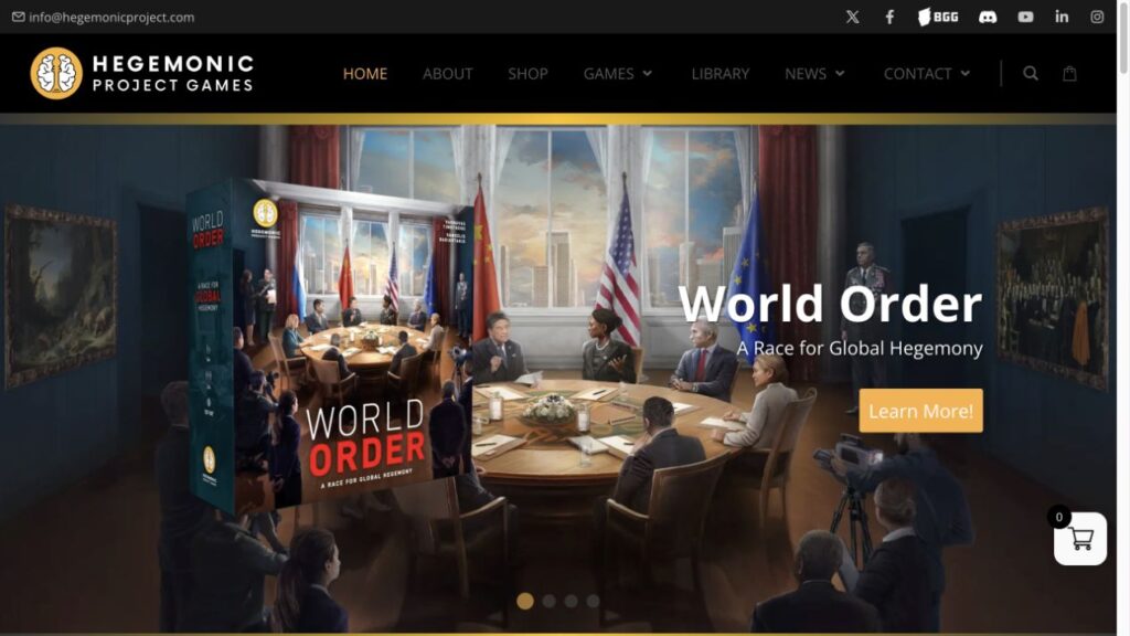 Hegemonic Project website design, captured October 2026